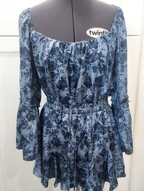 Trixxi Clothing Company Light Blue And Dark Blue Romper